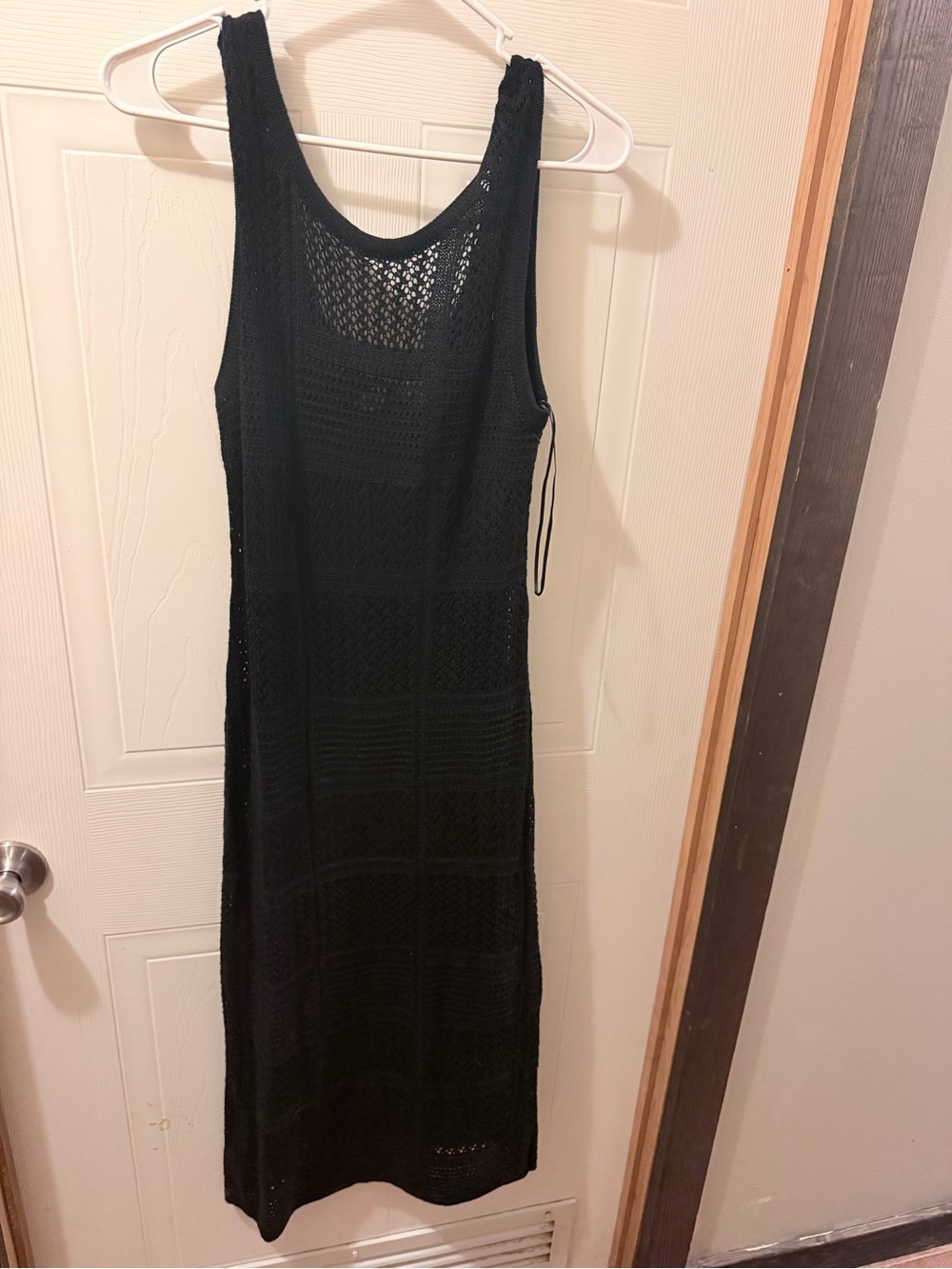 Lucky Brand Black Sleeveless Crochet Midi Dress